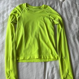 Women’s neon yellow lululemon long sleeve swiftly tech race length size 2